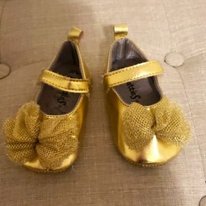 Infant Girl- Soft-bottom Gold Ballerina Slippers